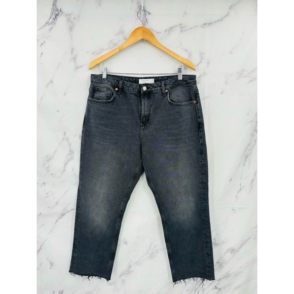 Topshop Straight Leg Raw Hem Denim Jeans - Picture 1 of 3